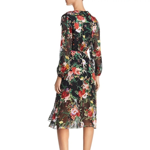 Alice + Olivia Abney Wrap Dress Silk Blooming Bouquet 6 - Picture 3 of 12